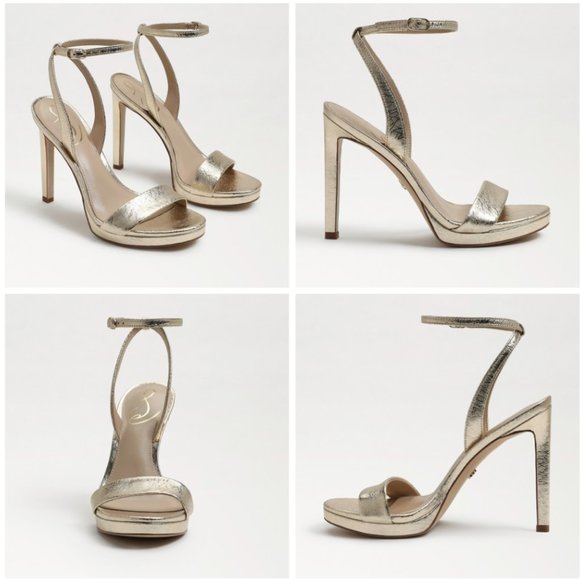 Sam Edelman   I  JADE ANKLE STRAP HEEL  I   Gold Leaf Leather - Picture 1 of 2